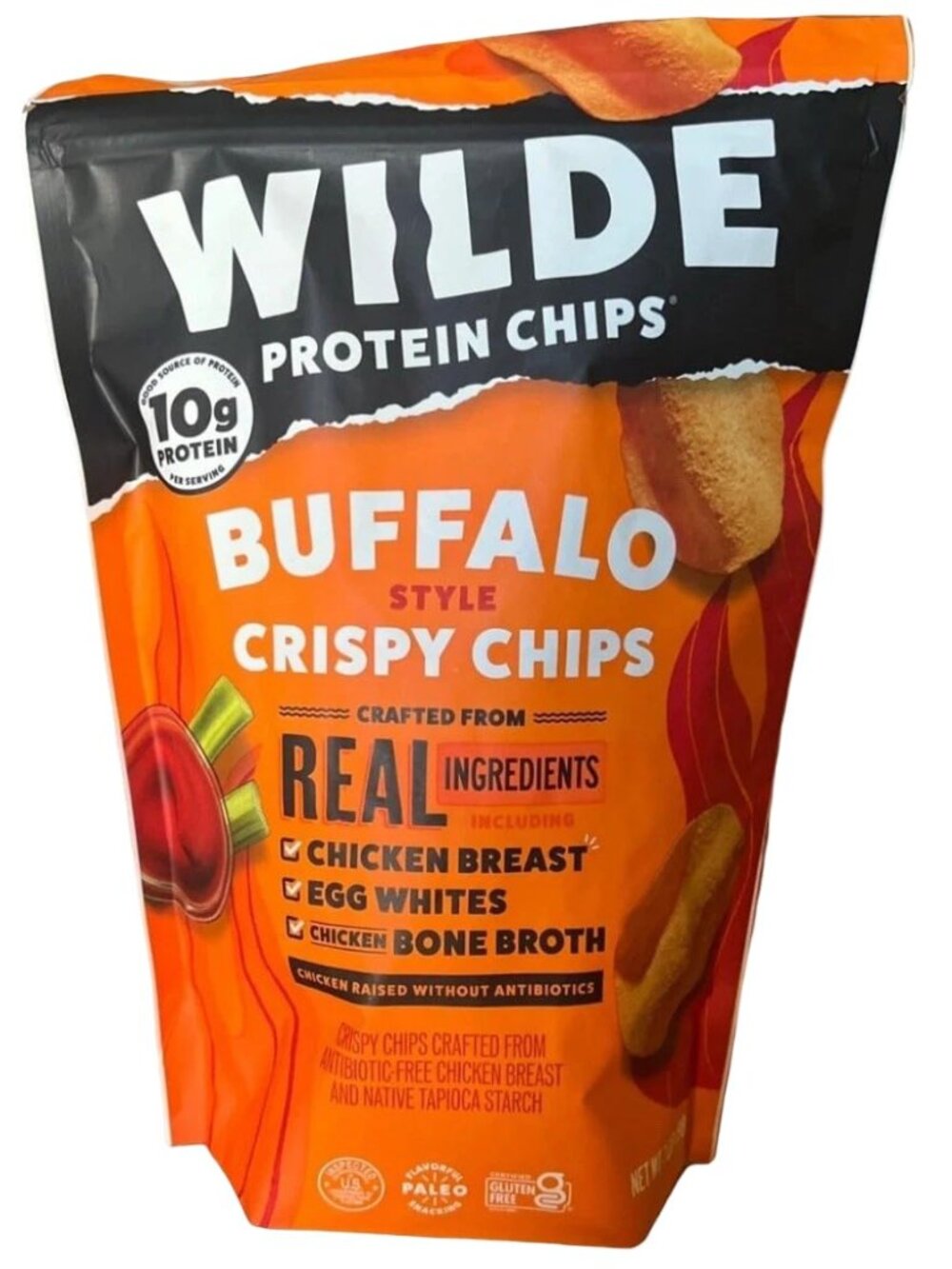 Wilde Protein Buffalo Crispy Chips, 8.5oz Bag – 10g Protein per Serving,